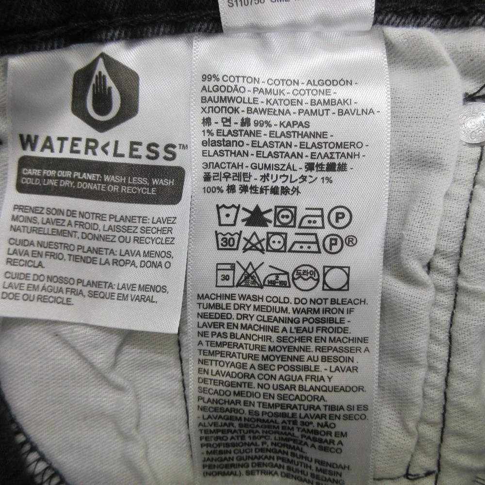 Levi's Men's Jeans 30x30 505 Regular Fit Straight Leg Black Stretch WaterLess